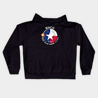 2024 Total Solar Eclipse Totality Waco Texas 28 Kids Hoodie